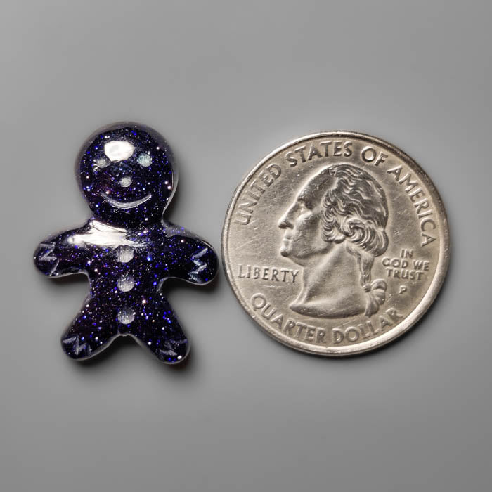 Blue Goldstone Ginger Bread Boy Carving