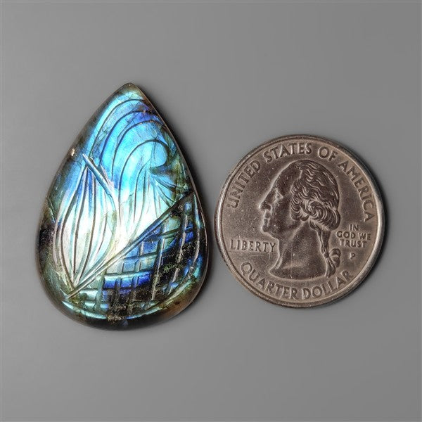 Blue Labradorite Mughal Carving