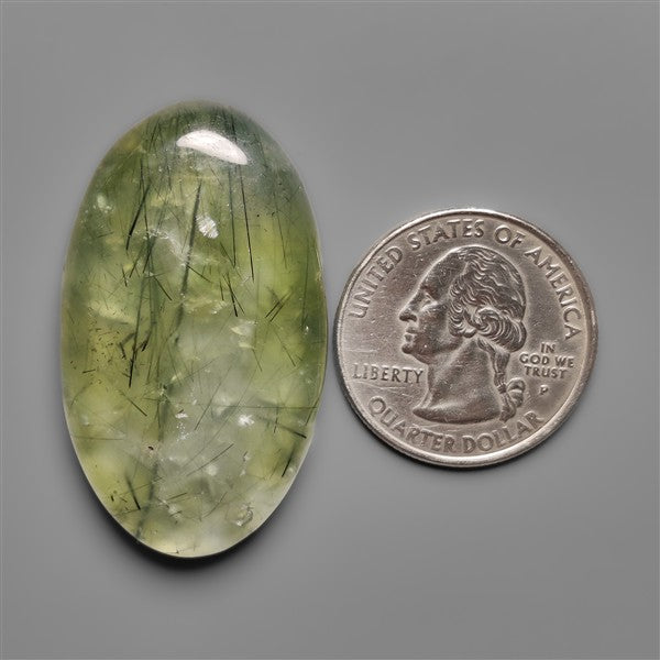Black Tournalinated Prehnite Cabochon