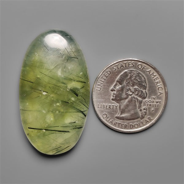 Black Tournalinated Prehnite Cabochon