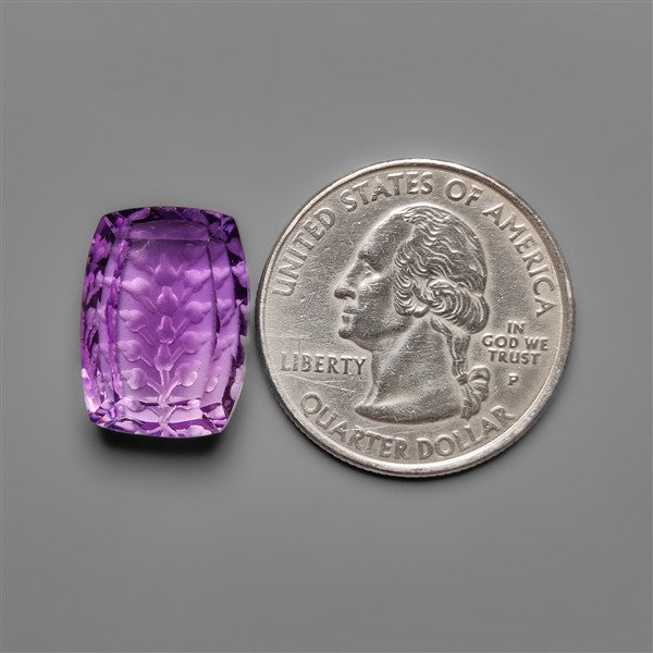 Faceted Amethyst Reverse Intaglio Carving