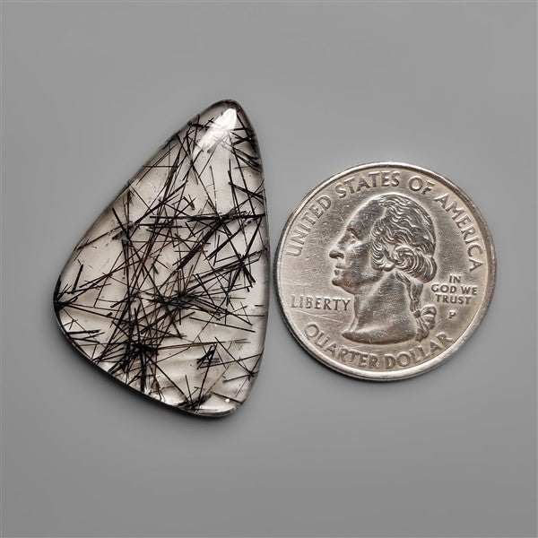 AAA Black Tourmalinated Quartz Cabochon