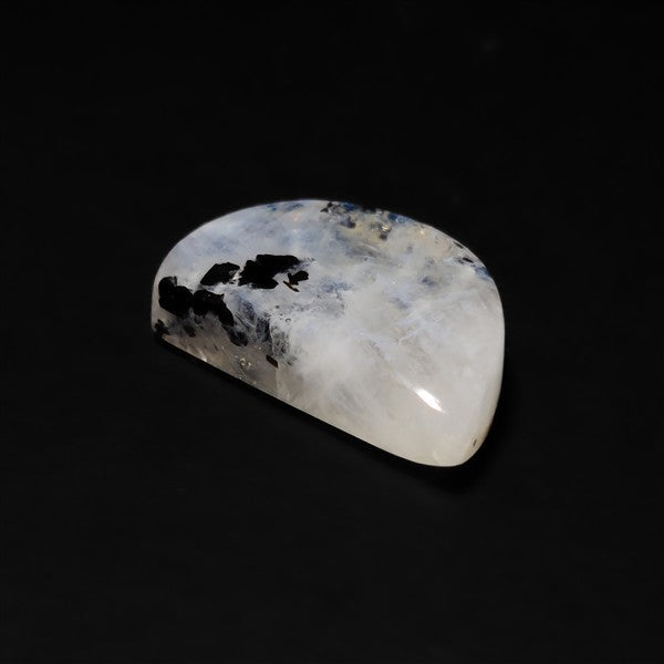 Rainbow Moonstone Cabochon with Black Tourmaline