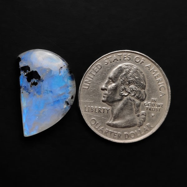 Rainbow Moonstone Cabochon with Black Tourmaline