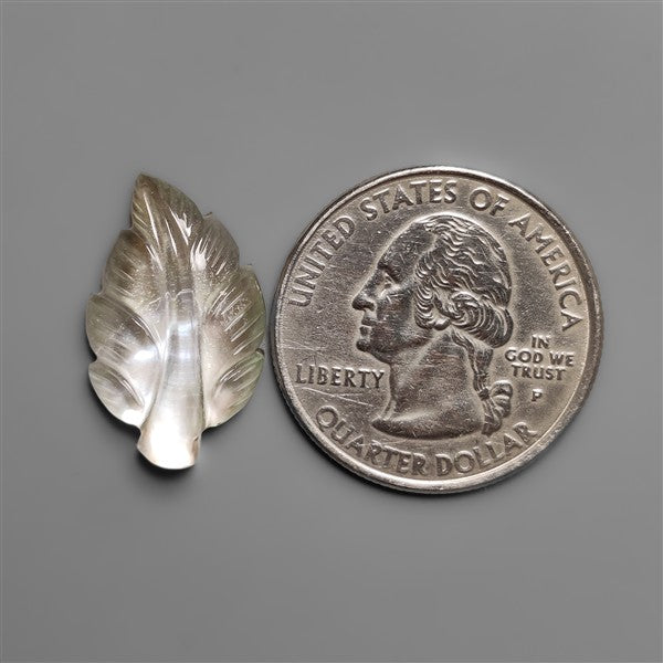 Mother Of Pearl With Himalayan Quartz Leaf Carving Doublet
