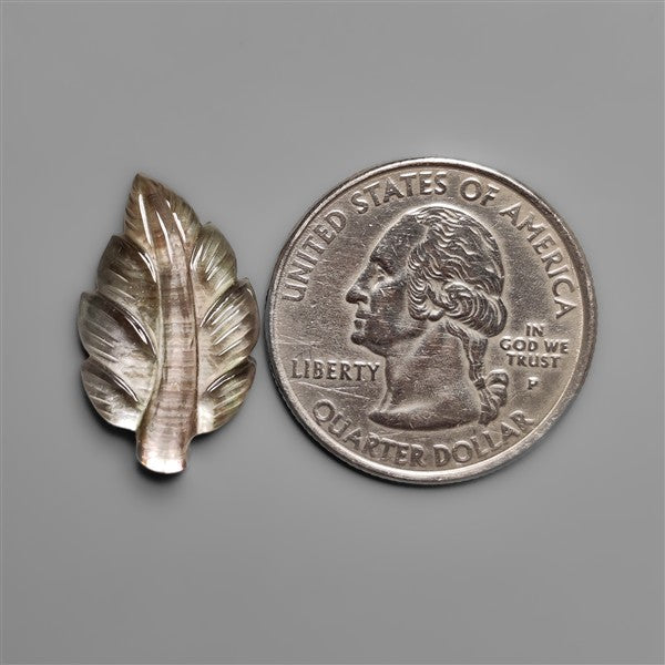 Mother Of Pearl With Himalayan Quartz Leaf Carving Doublet
