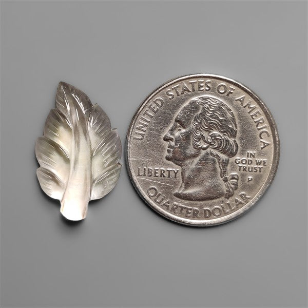Mother Of Pearl With Himalayan Quartz Leaf Carving Doublet