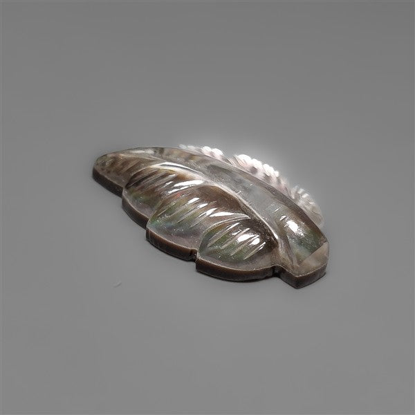 Mother Of Pearl With Himalayan Quartz Leaf Carving Doublet
