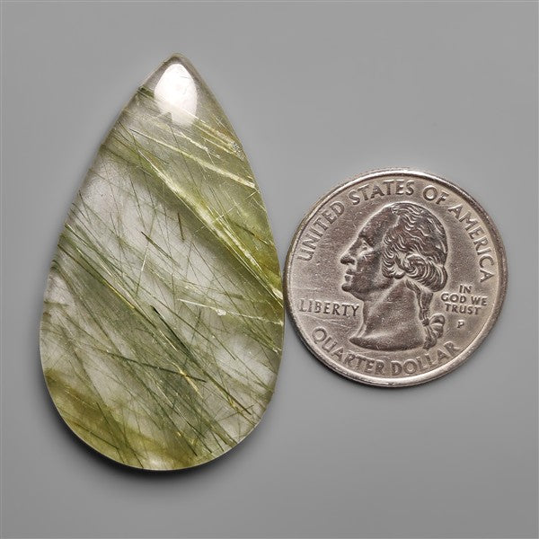 Green Rutilated Quartz Cabochon