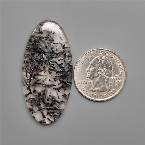 Black Tourmalinated Quartz Cabochon Full of Tourmalines