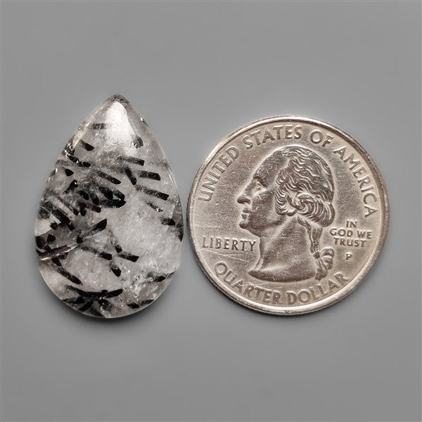 Black Tourmalinated Quartz Cabochon Full of Tourmalines