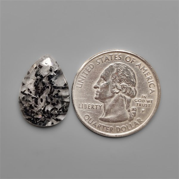 Black Tourmalinated Quartz Cabochon Full of Tourmalines