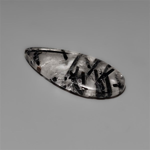 Black Tourmalinated Quartz Cabochon Full of Tourmalines