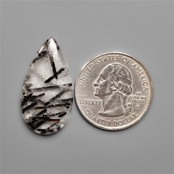 Black Tourmalinated Quartz Cabochon Full of Tourmalines