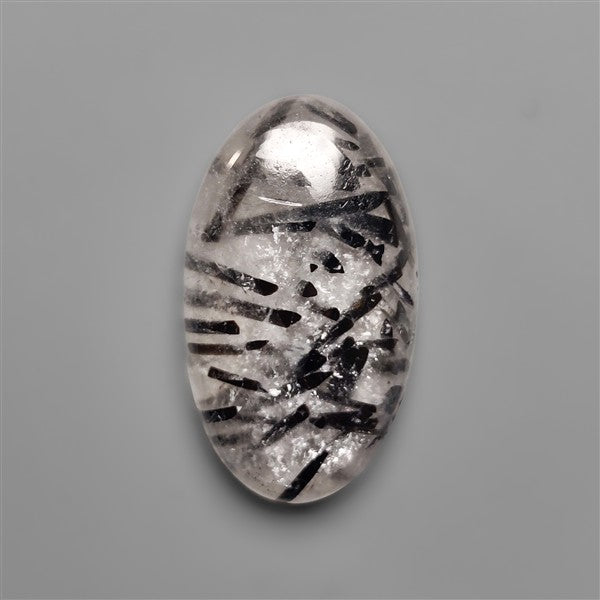 Black Tourmalinated Quartz Cabochon Full of Tourmalines