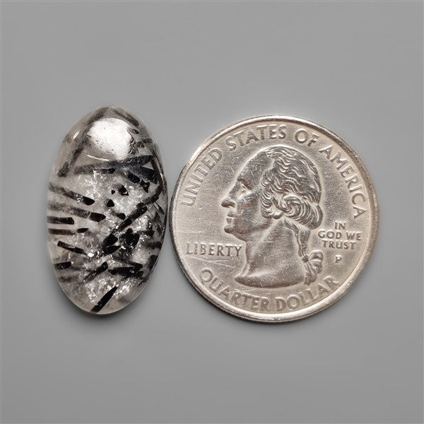 Black Tourmalinated Quartz Cabochon Full of Tourmalines