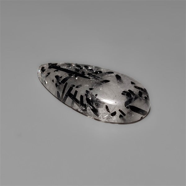 Black Tourmalinated Quartz Cabochon Full of Tourmalines