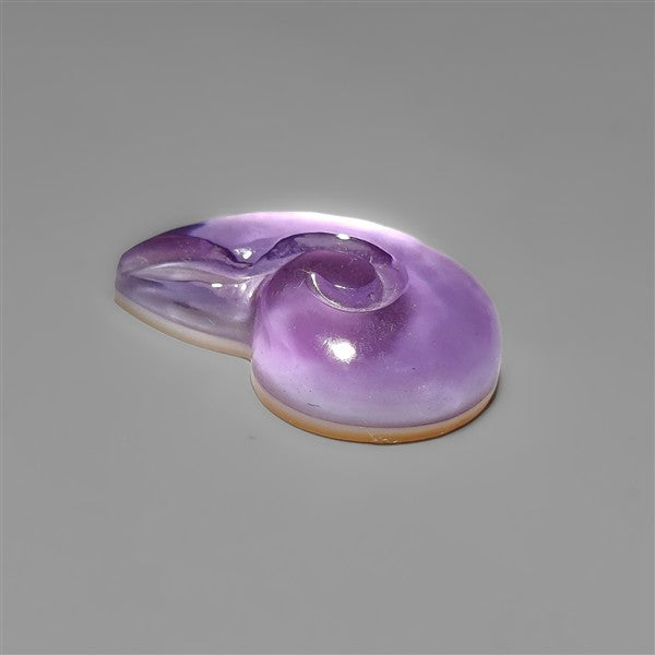 Amethyst With Mother Of Pearl Ammonite Shell Carving Doublet