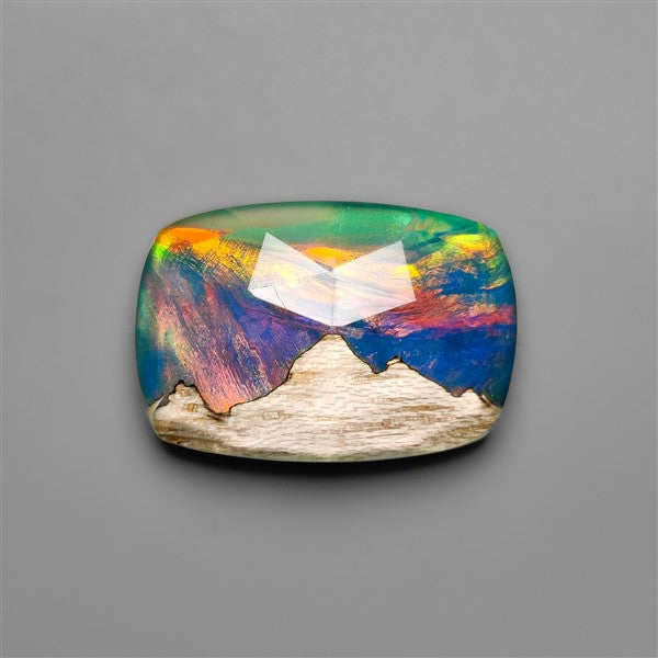 Mountain Inlay Rose Cut Aurora Opal Doublet