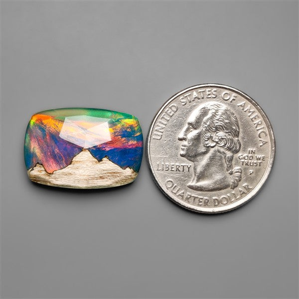 Mountain Inlay Rose Cut Aurora Opal Doublet