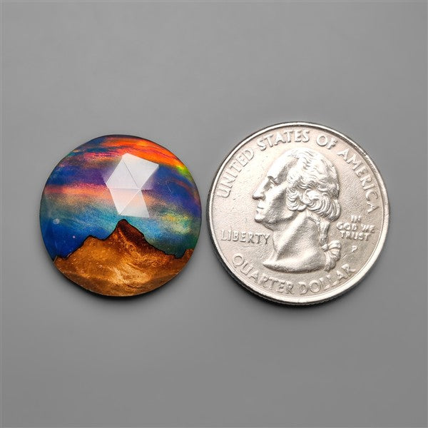 Mountain Inlay Rose Cut Aurora Opal Doublet