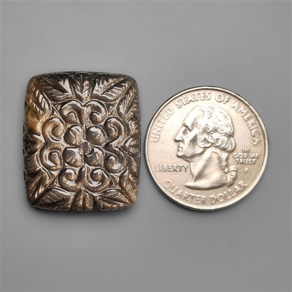 Black Sunstone Cats Eye Mughal Carving