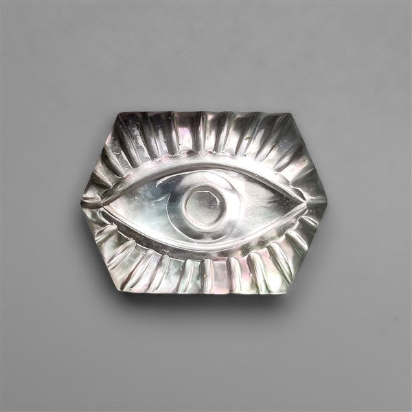 Himalayan Quartz With Mother Of Pearl Evil Eye Carving Doublet