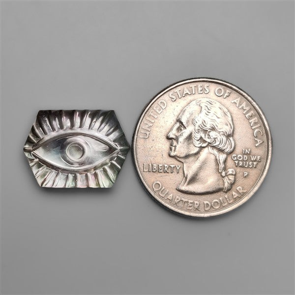 Himalayan Quartz With Mother Of Pearl Evil Eye Carving Doublet