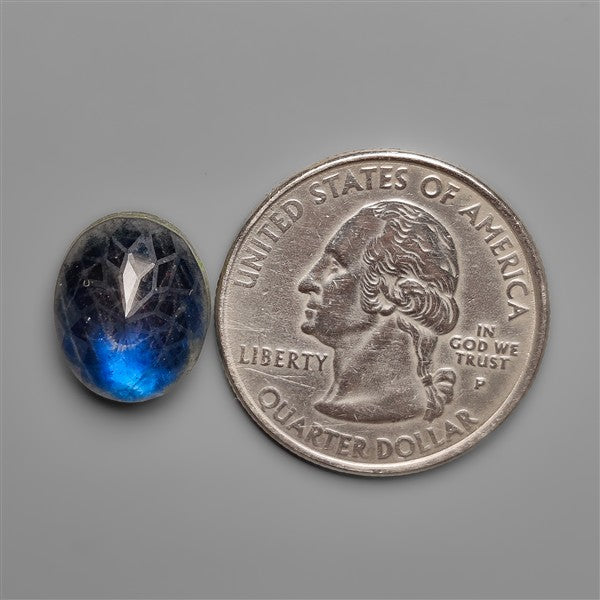 Blue Labradorite Doublet Precision Cut Laser Carving