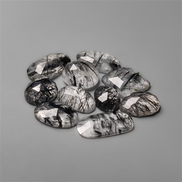 Rose Cut Black Tourmalinated Quartz Lot