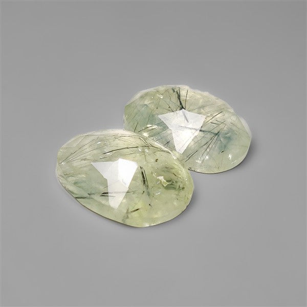 Rose Cut Green Rutilated Quartz Pair