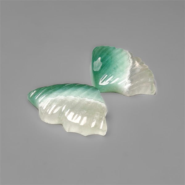 Green Aventurine Butterfly Wings Carving Pair