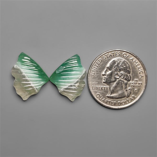 Green Aventurine Butterfly Wings Carving Pair