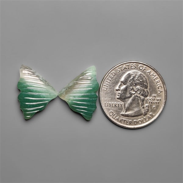 Green Aventurine Butterfly Wings Carving Pair