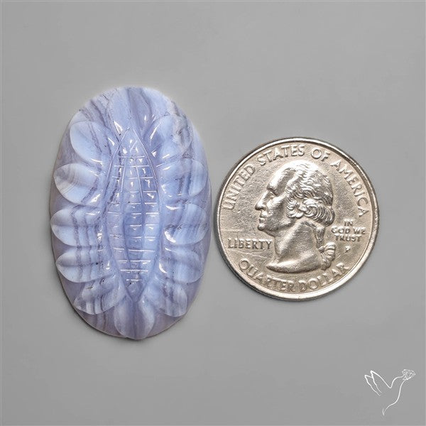 Blue Lace Agate Mughal Carving