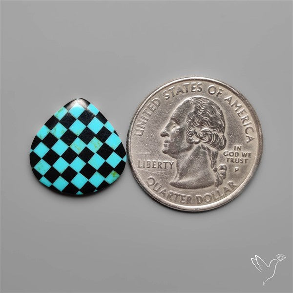 Kingman Turquoise Checker Inlay Black Onyx