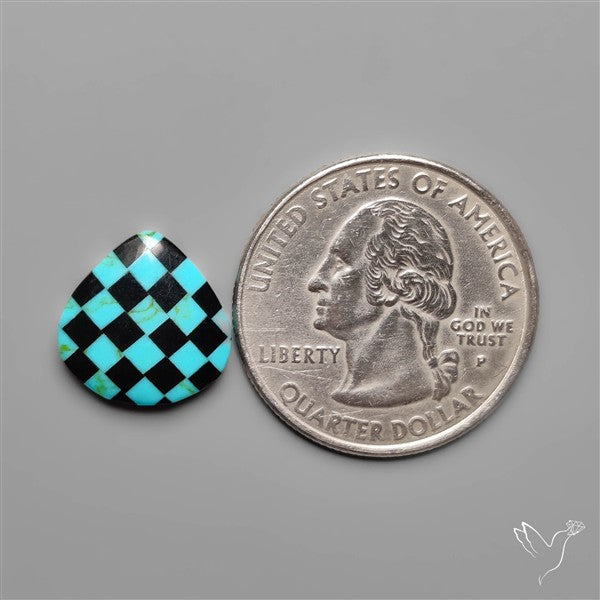 Kingman Turquoise Checker Inlay Black Onyx