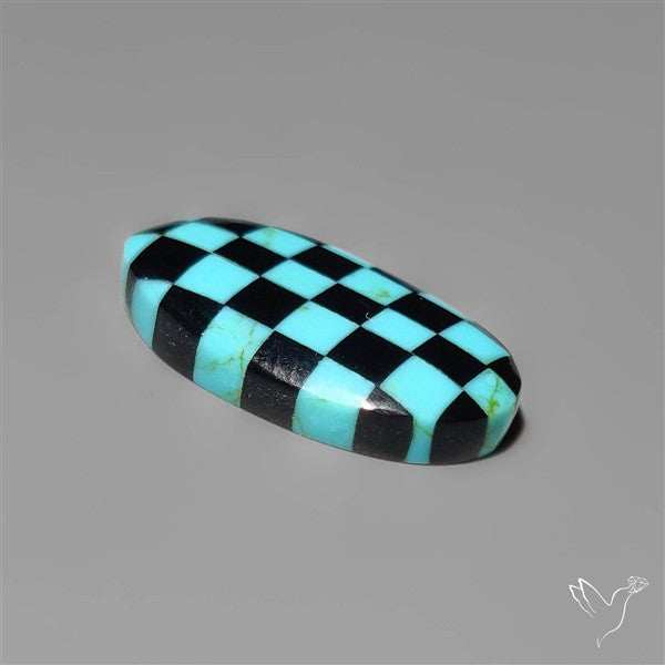 Kingman Turquoise Checker Inlay Black Onyx