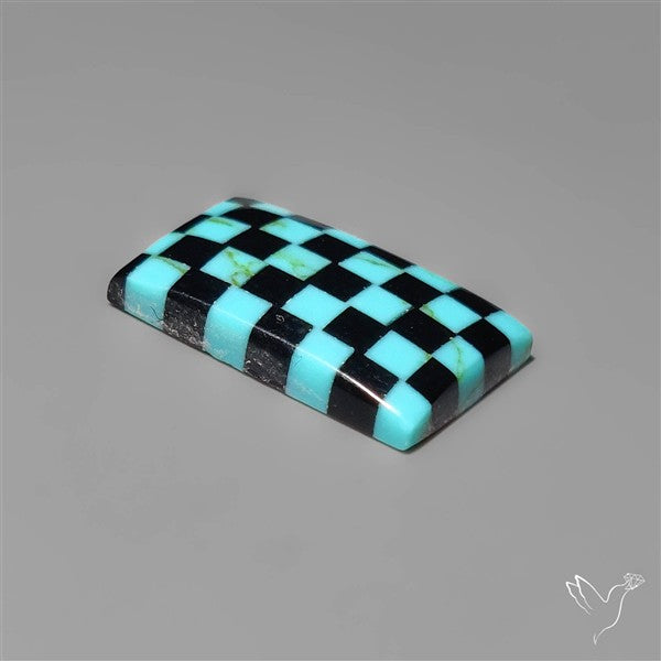 Kingman Turquoise Checker Inlay Black Onyx