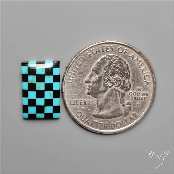 Kingman Turquoise Checker Inlay Black Onyx