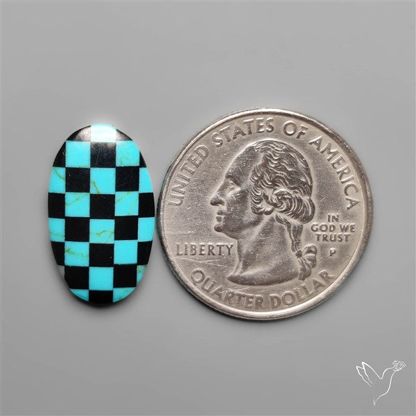 Kingman Turquoise Checker Inlay Black Onyx