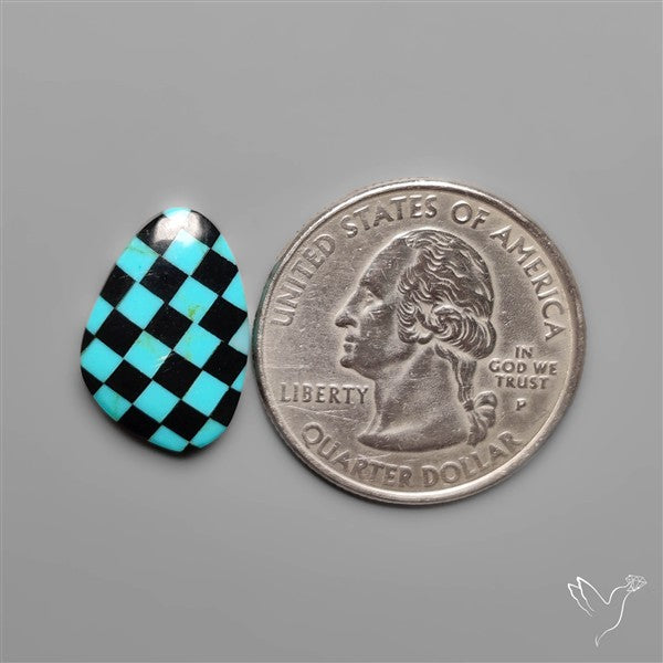 Kingman Turquoise Checker Inlay Black Onyx