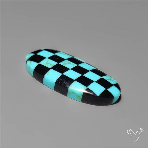 Kingman Turquoise Checker Inlay Black Onyx
