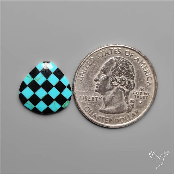 Kingman Turquoise Checker Inlay Black Onyx