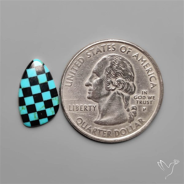 Kingman Turquoise Checker Inlay Black Onyx