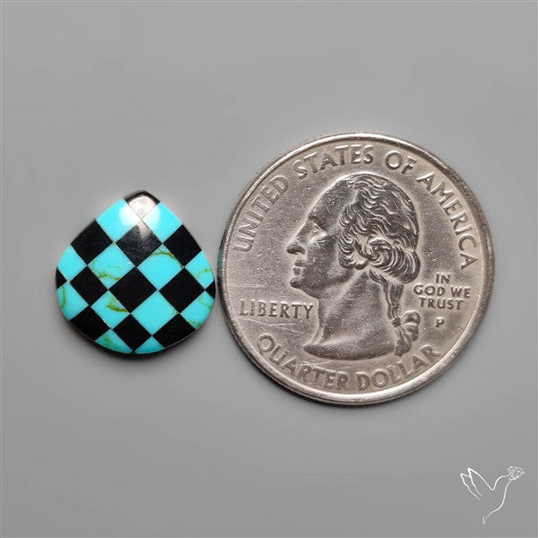 Kingman Turquoise Checker Inlay Black Onyx