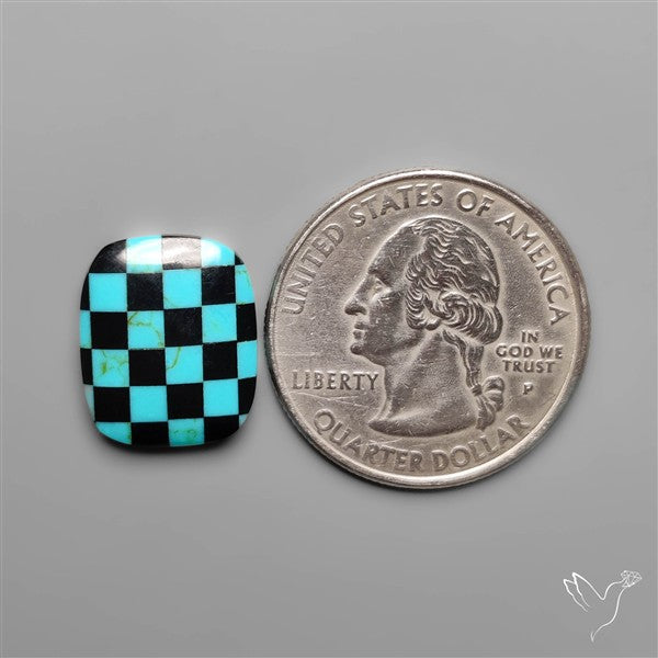Kingman Turquoise Checker Inlay Black Onyx