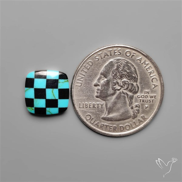 Kingman Turquoise Checker Inlay Black Onyx