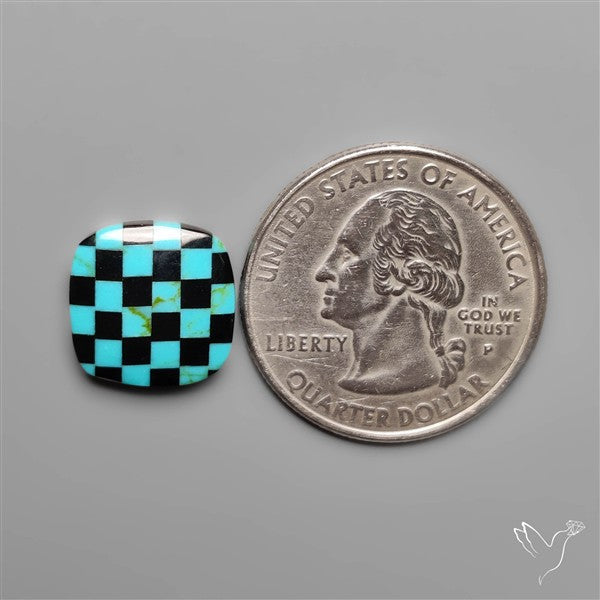 Kingman Turquoise Checker Inlay Black Onyx