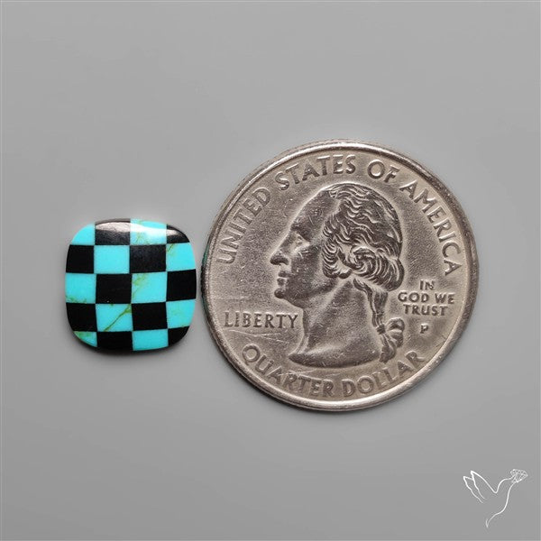Kingman Turquoise Checker Inlay Black Onyx